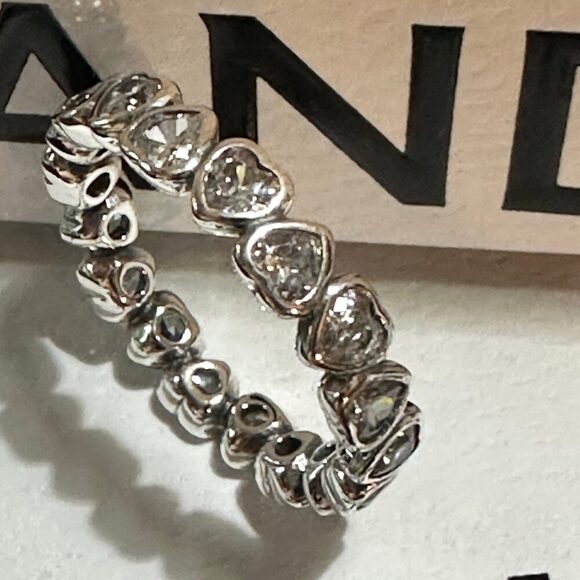 Authentic Pandora , SZ 7, Silver Heart Forever More Stacking Band Ring - Picture 10 of 11